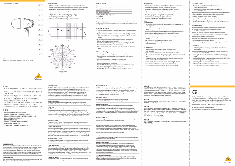 Página 1 del manual Manual de usuario Behringer C112