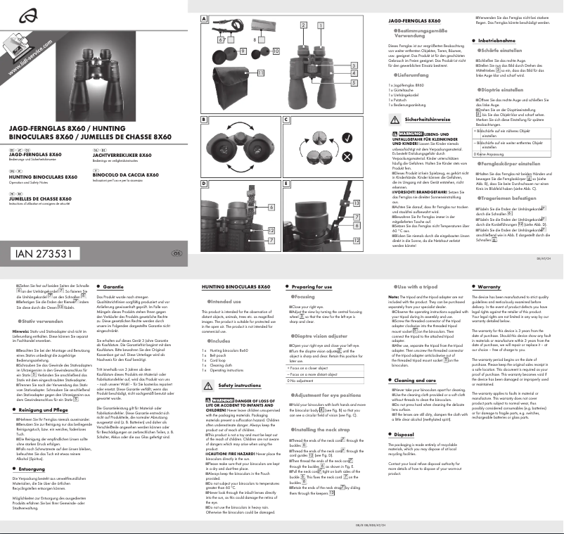 Página 1 del manual Manual de usuario Auriol 8X60 HG00740