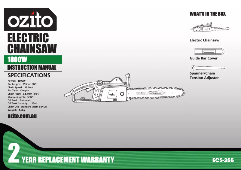 Página 1 del manual Manual de usuario Ozito ECS-355