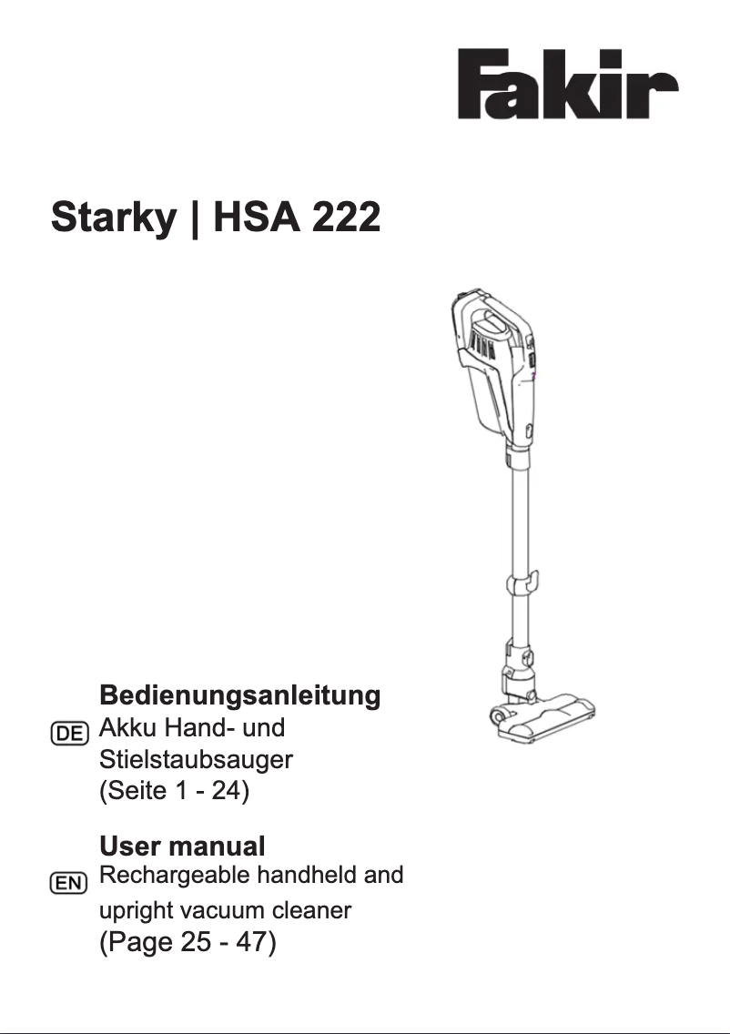 Página 1 del manual Manual de usuario Fakir Starky HSA 222