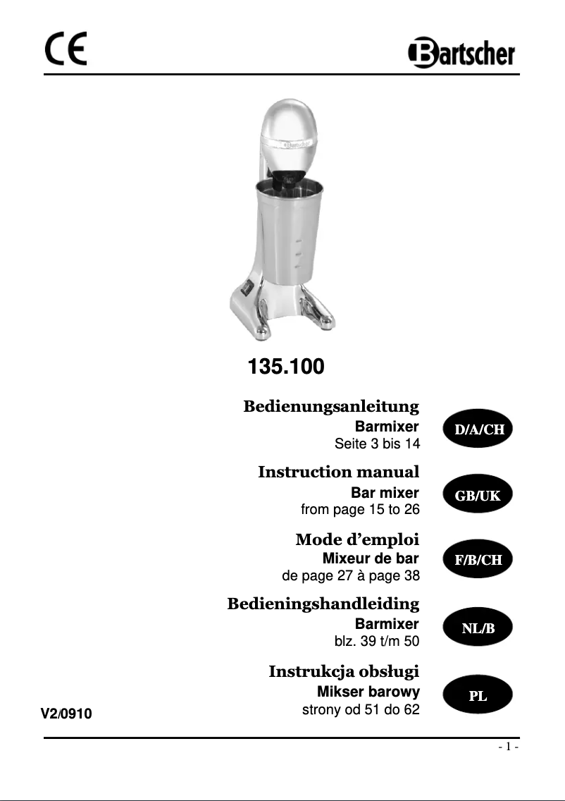 Página 1 del manual Manual de usuario Bartscher 135100