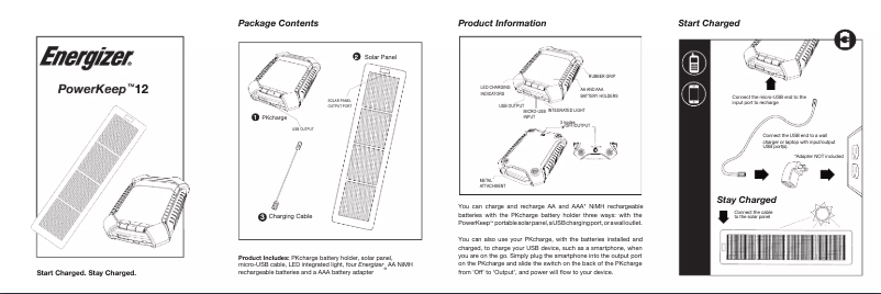 Imagen de la primera página del manual del dispositivo PowerKeep 12