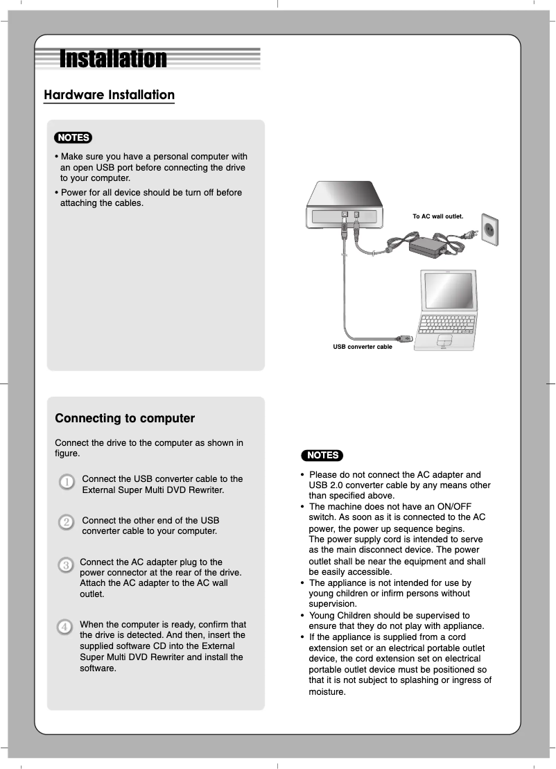 Imagen de la primera página del manual del dispositivo GSA-E30N