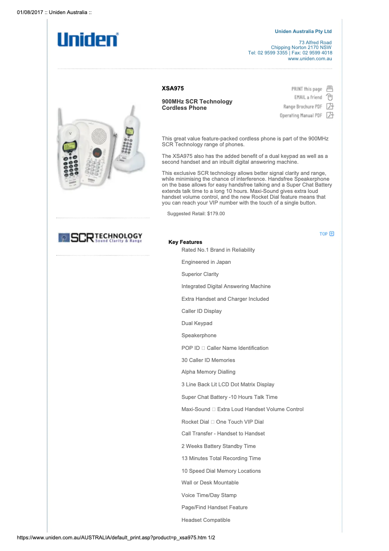 Página 1 del manual Manual de usuario Uniden XSA 975