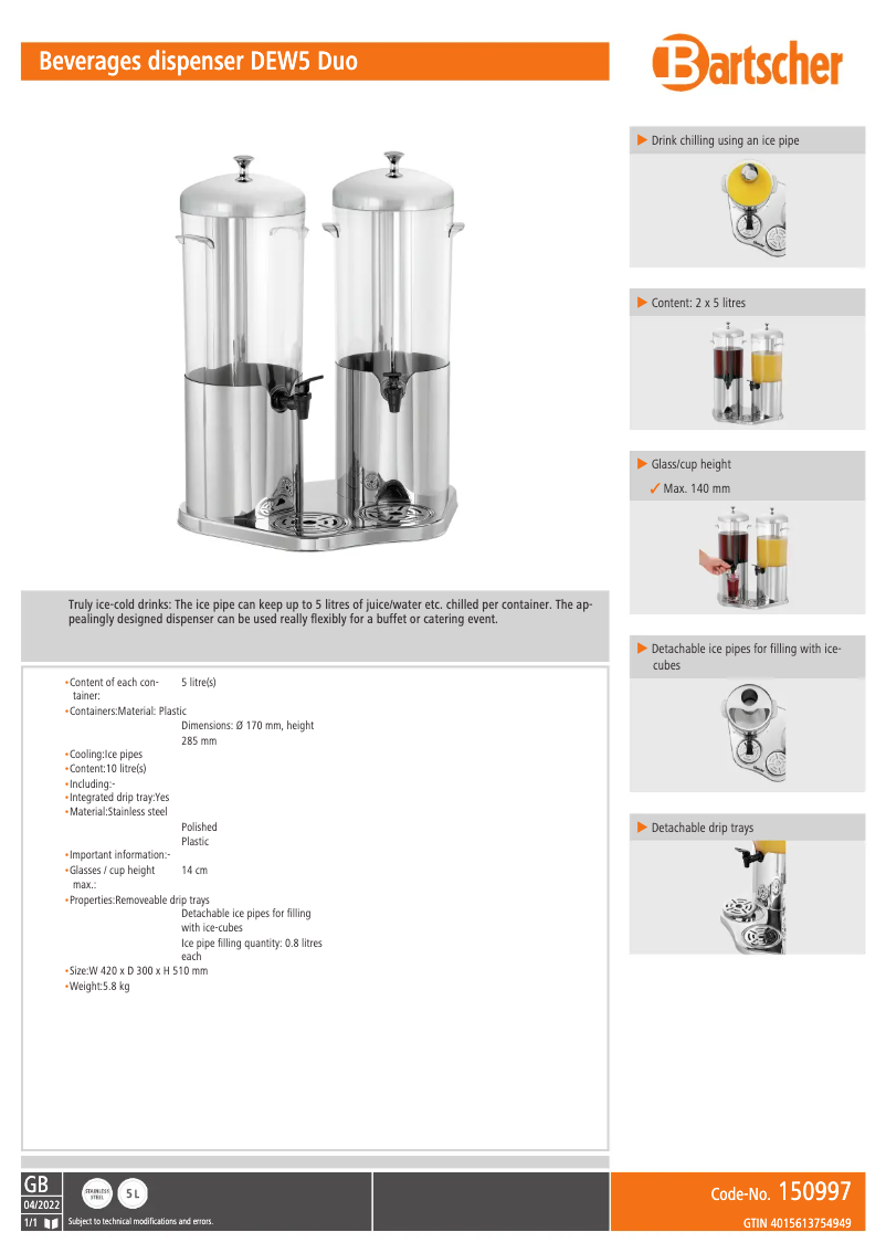 Imagen de la primera página del manual del dispositivo DEW5 Duo 150997