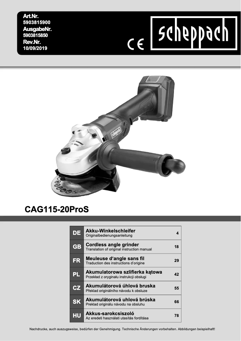 Imagen de la primera página del manual del dispositivo CAG115