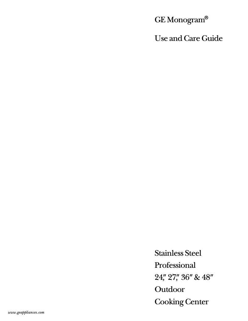 Página 1 del manual Manual de uso y mantenimiento GE ZGG48L42ASS