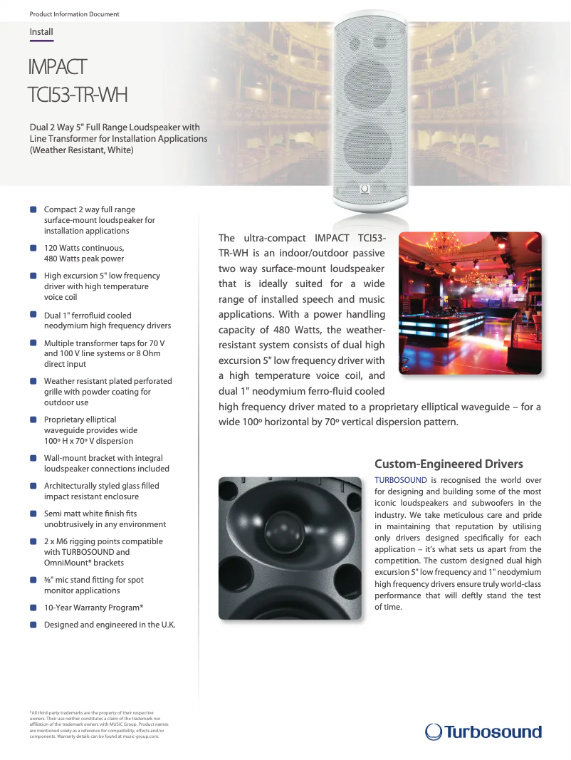 Página 1 del manual Ficha técnica Turbosound TCI53-TR