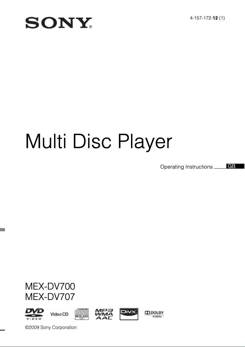 Imagen de la primera página del manual del dispositivo MEX-DV700