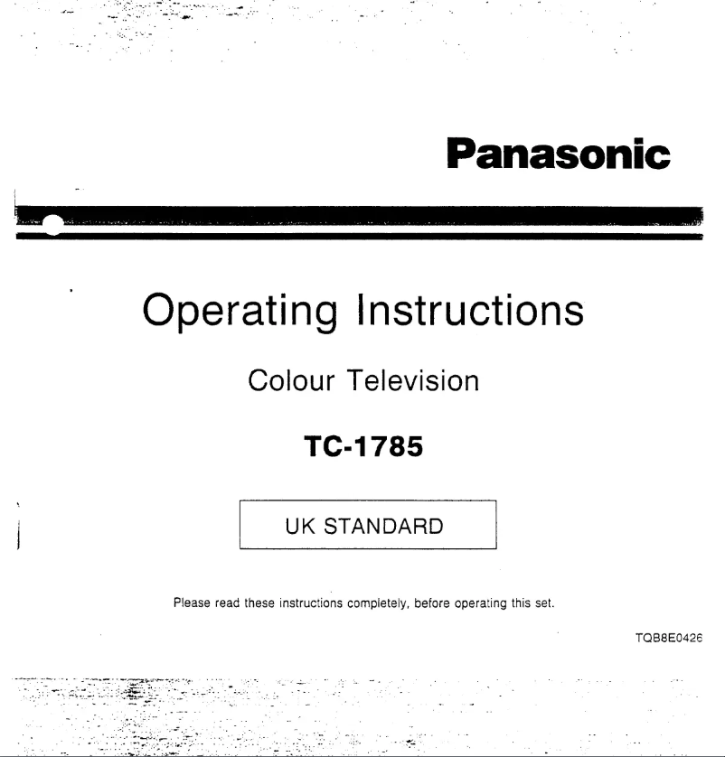 Página nº 1 - Manual de usuario Panasonic TC-1785