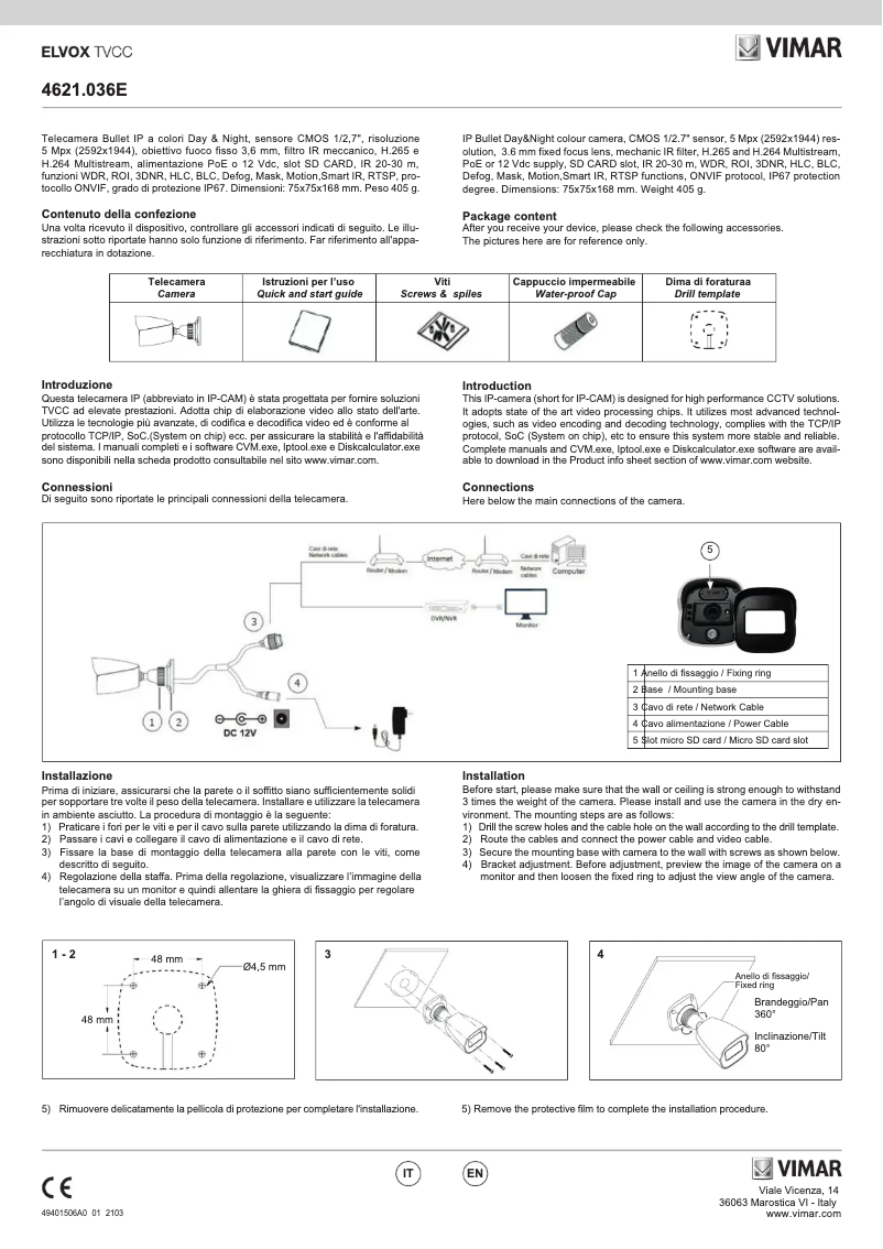 Página 1 del manual Instrucciones / montaje Vimar ELVOX 4621.036E