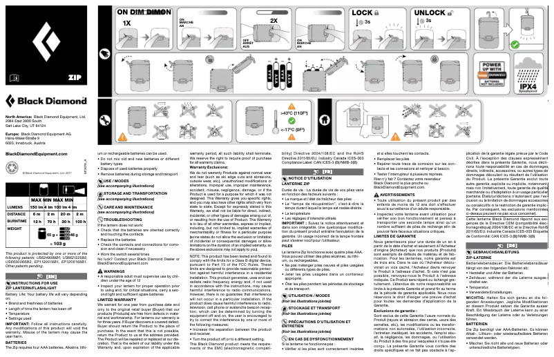 Imagen de la primera página del manual del dispositivo Zip Lantern