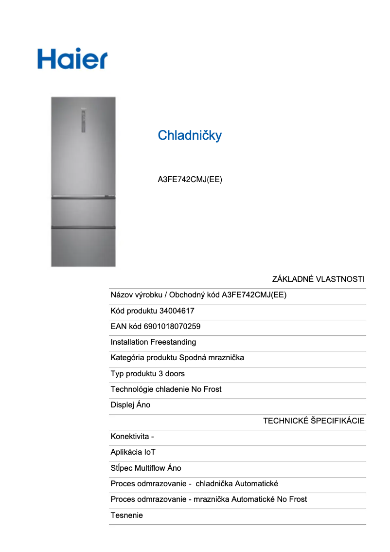 Imagen de la primera página del manual del dispositivo A3FE742CMJ