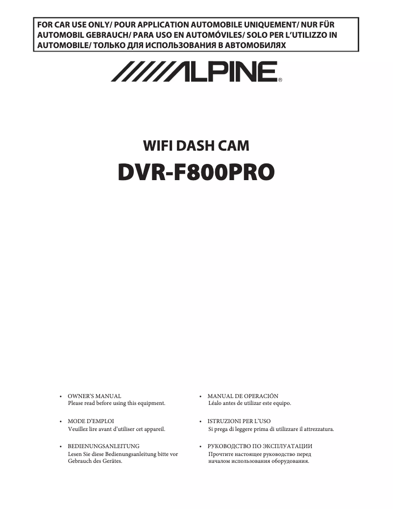 Imagen de la primera página del manual del dispositivo DVR-F800PRO