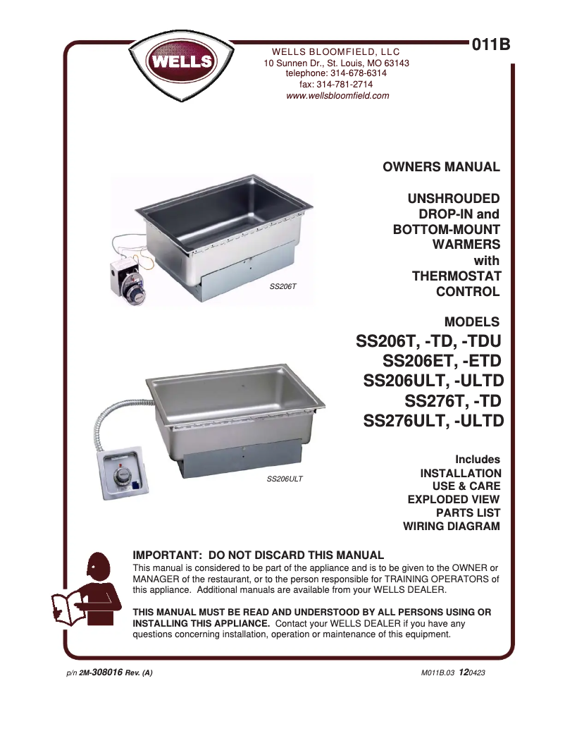 Página 1 del manual Manual de usuario Wells SS206TU