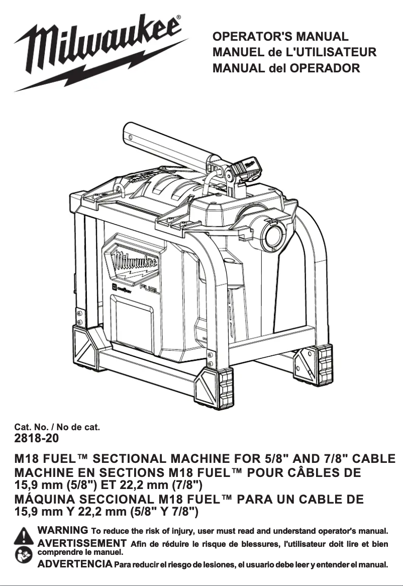 Imagen de la primera página del manual del dispositivo M18 Fuel 2818B-21