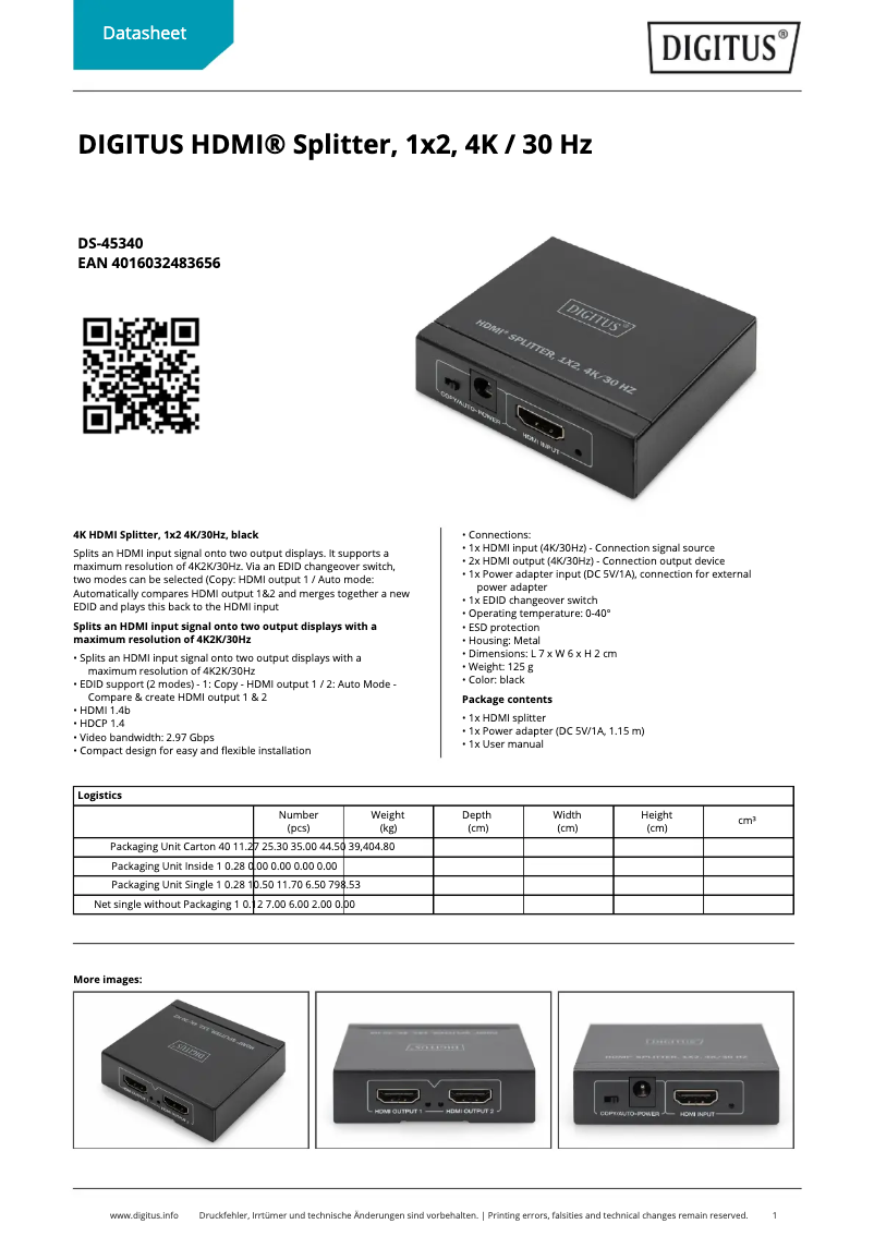 Imagen de la primera página del manual del dispositivo DS-45340