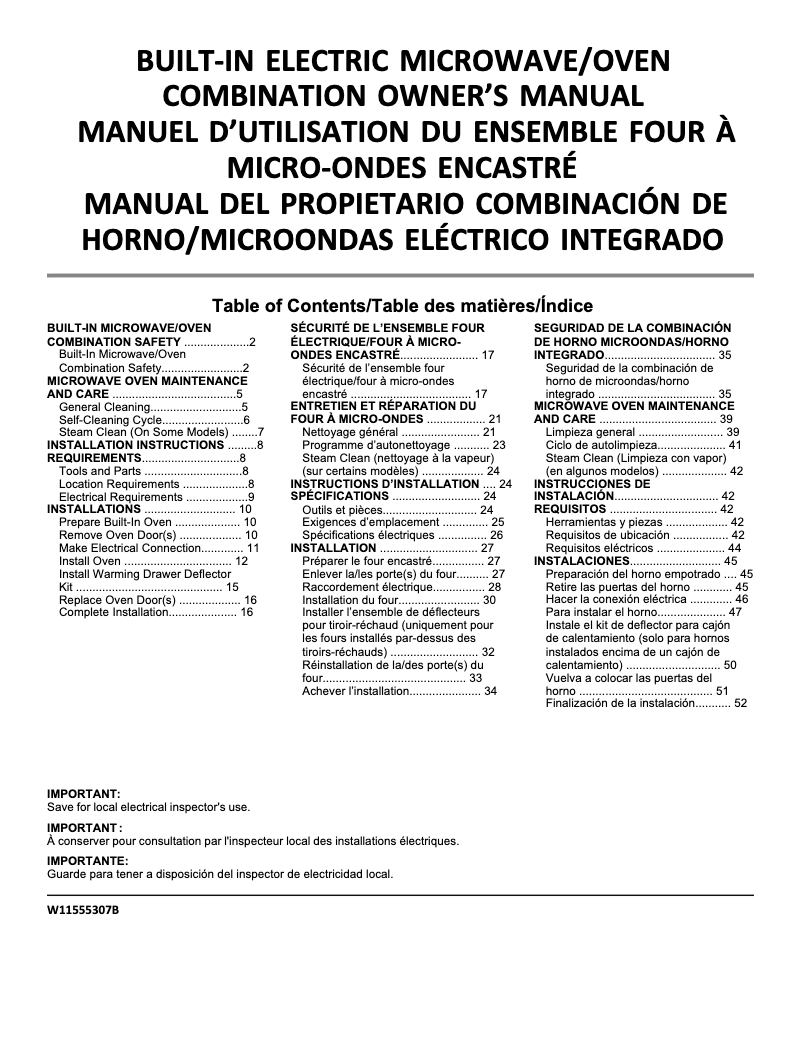 Imagen de la primera página del manual del dispositivo WOEC5030LW