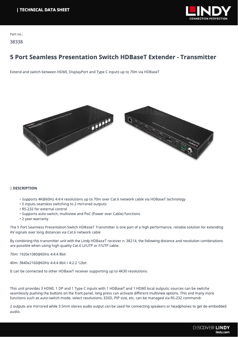 Página 1 del manual Manual de usuario Lindy 38338