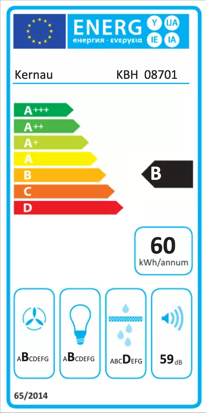 Página 1 del manual Etiqueta energética Kernau KBH 08701 B