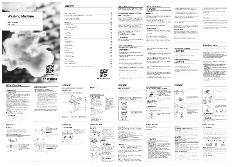 Imagen de la primera página del manual del dispositivo WA90BG4582BD