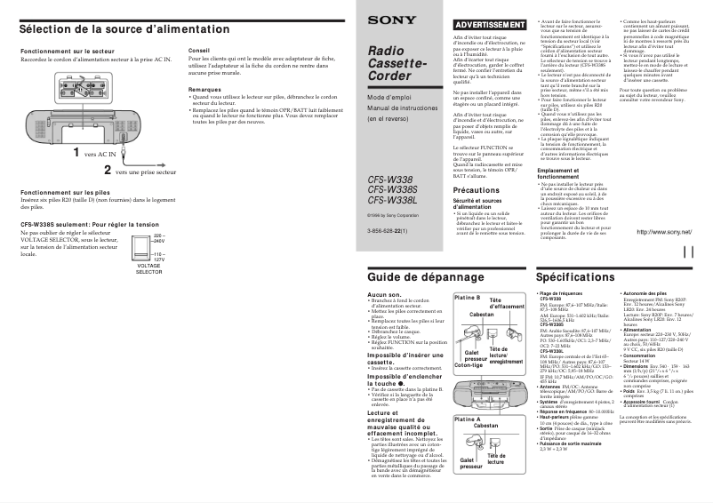 Imagen de la primera página del manual del dispositivo CFS-W338L