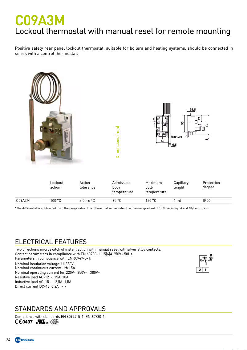 Página 1 del manual Ficha técnica Fantini Cosmi C09
