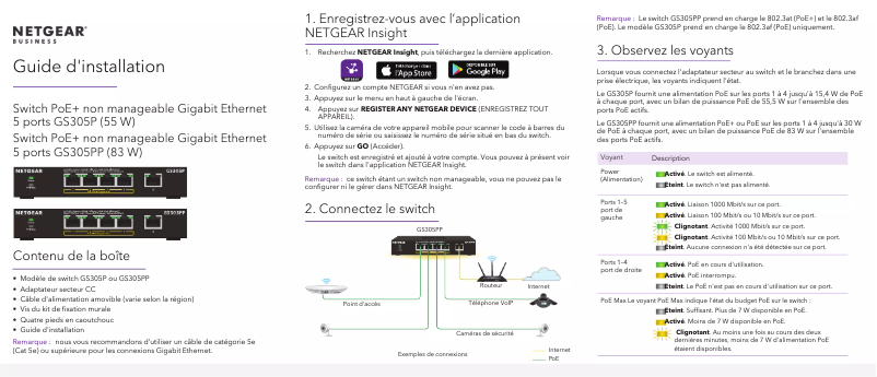 Página 1 del manual Guía de instalación Netgear GS305P
