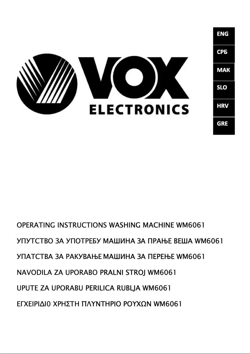 Página 1 del manual Manual de usuario VOX WM6061