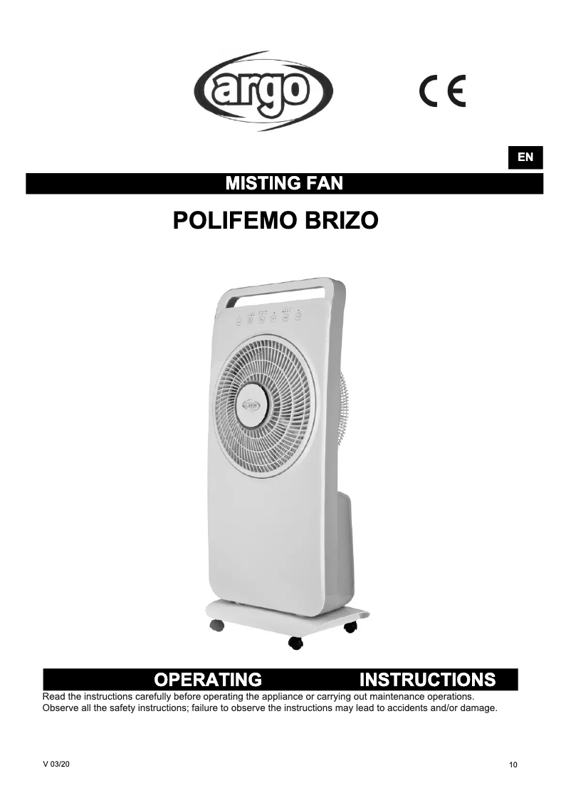 Imagen de la primera página del manual del dispositivo Polifemo Brizo