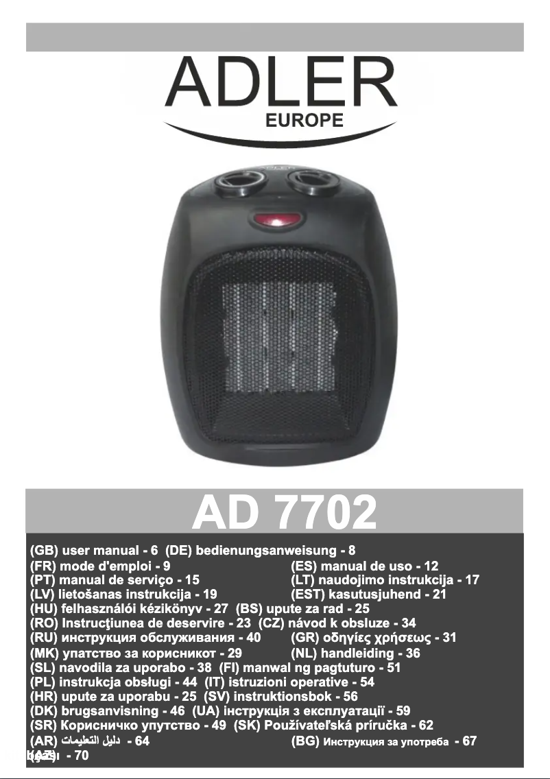 Imagen de la primera página del manual del dispositivo AD 7702