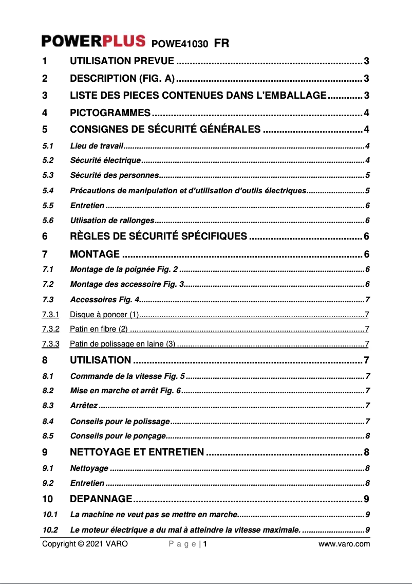 Imagen de la primera página del manual del dispositivo POWE41030