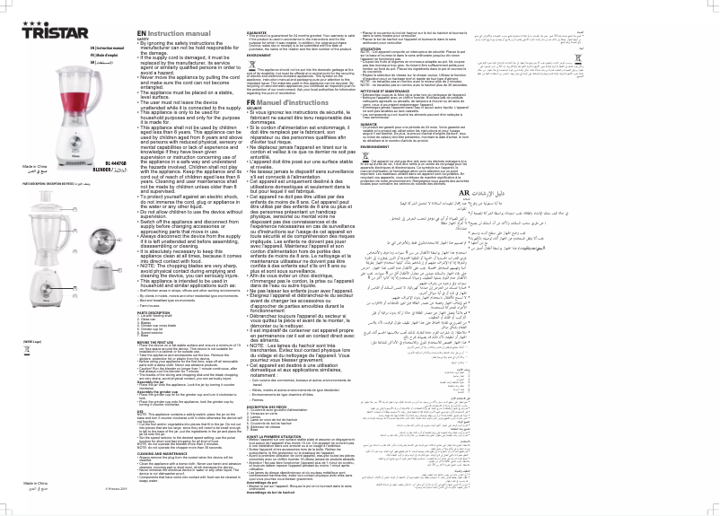 Imagen de la primera página del manual del dispositivo BL-4447GB