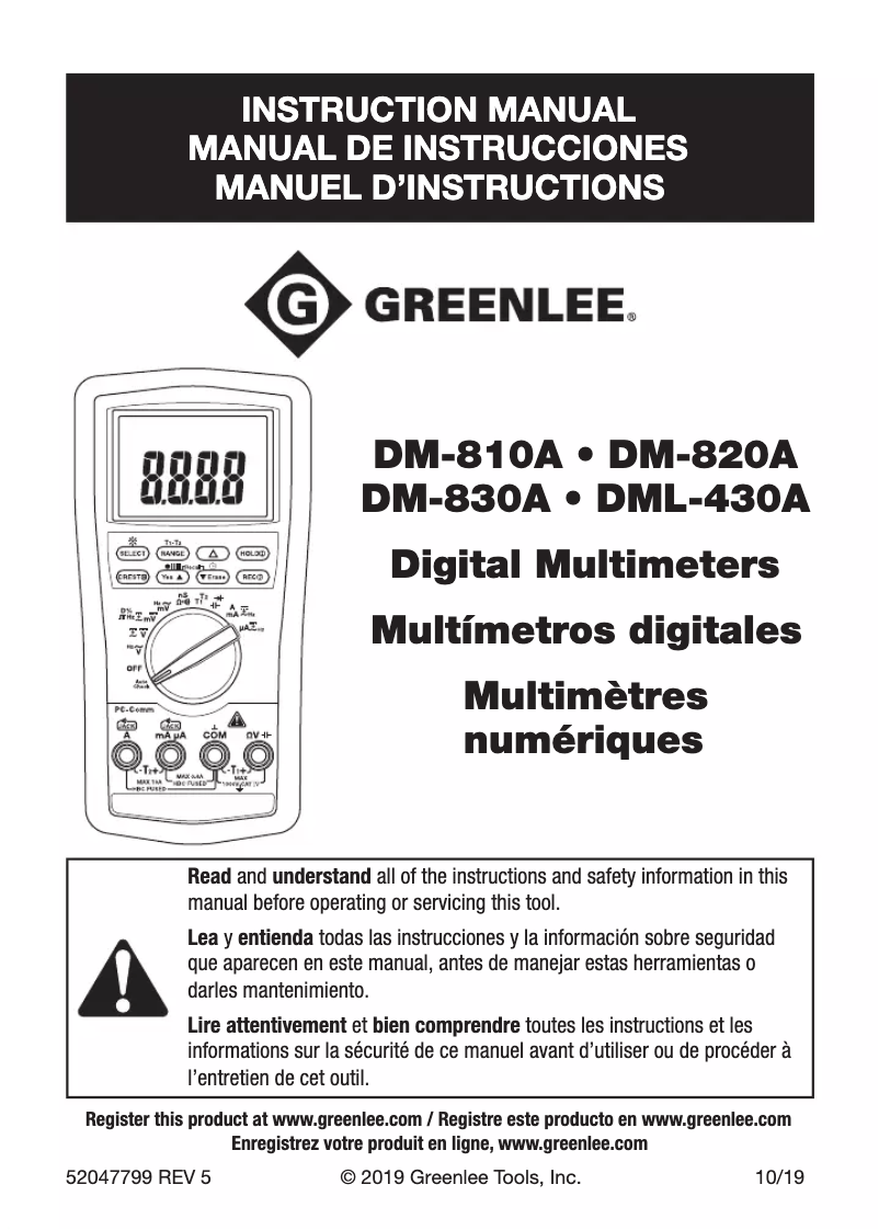 Página nº 1 - Manual de usuario Greenlee DML-430A
