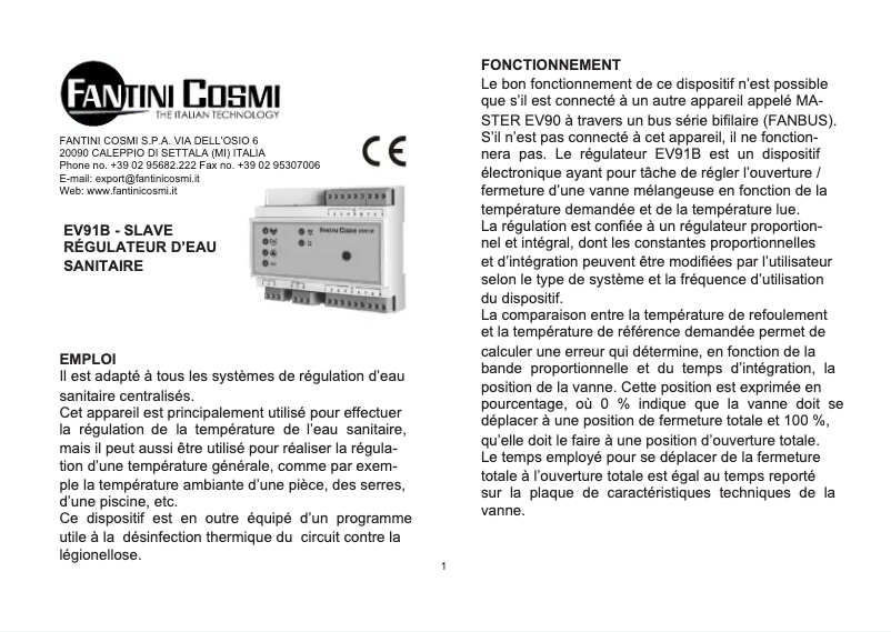 Página 1 del manual Manual de usuario Fantini Cosmi EV91B