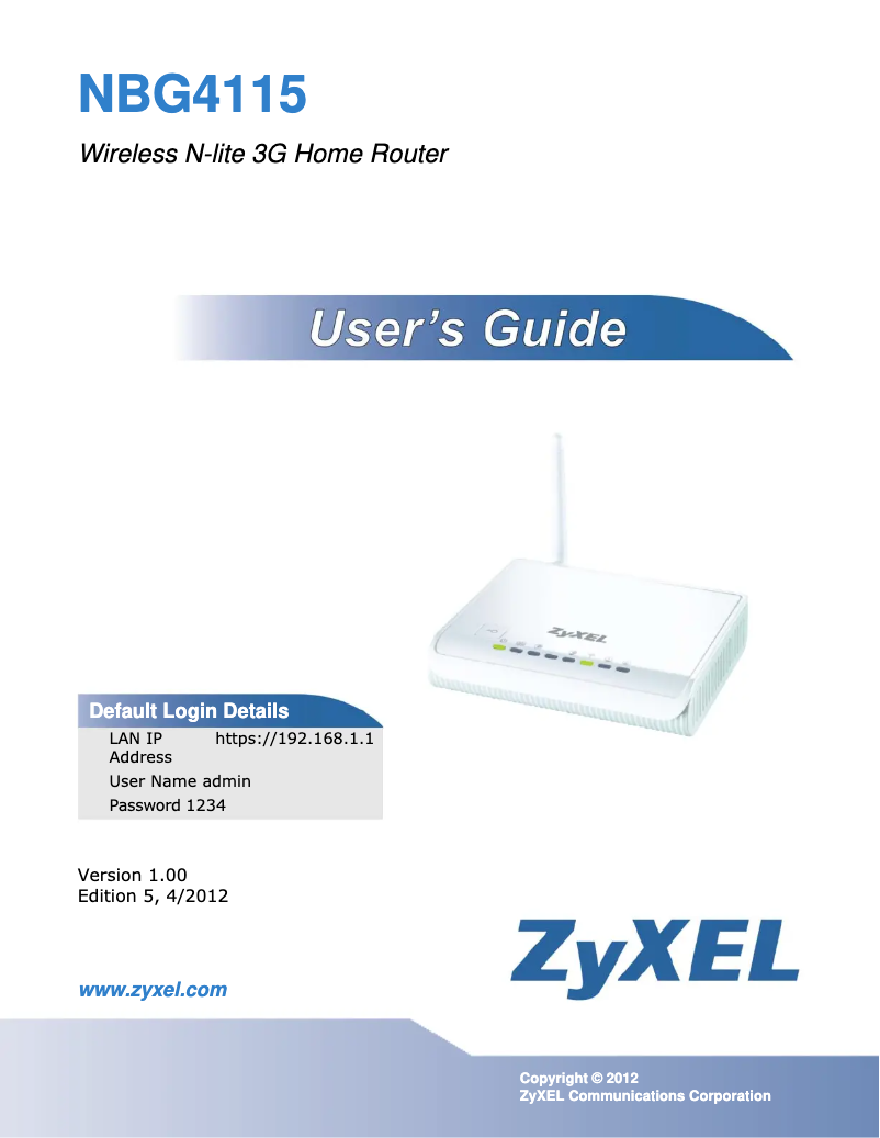 Página 1 del manual Manual de usuario ZyXEL NBG4115