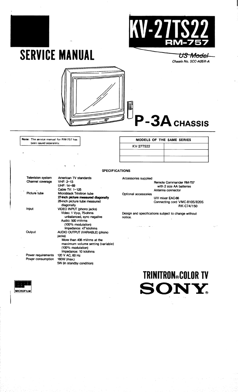 Página nº 1 - Manual de usuario Sony KV-27TS22