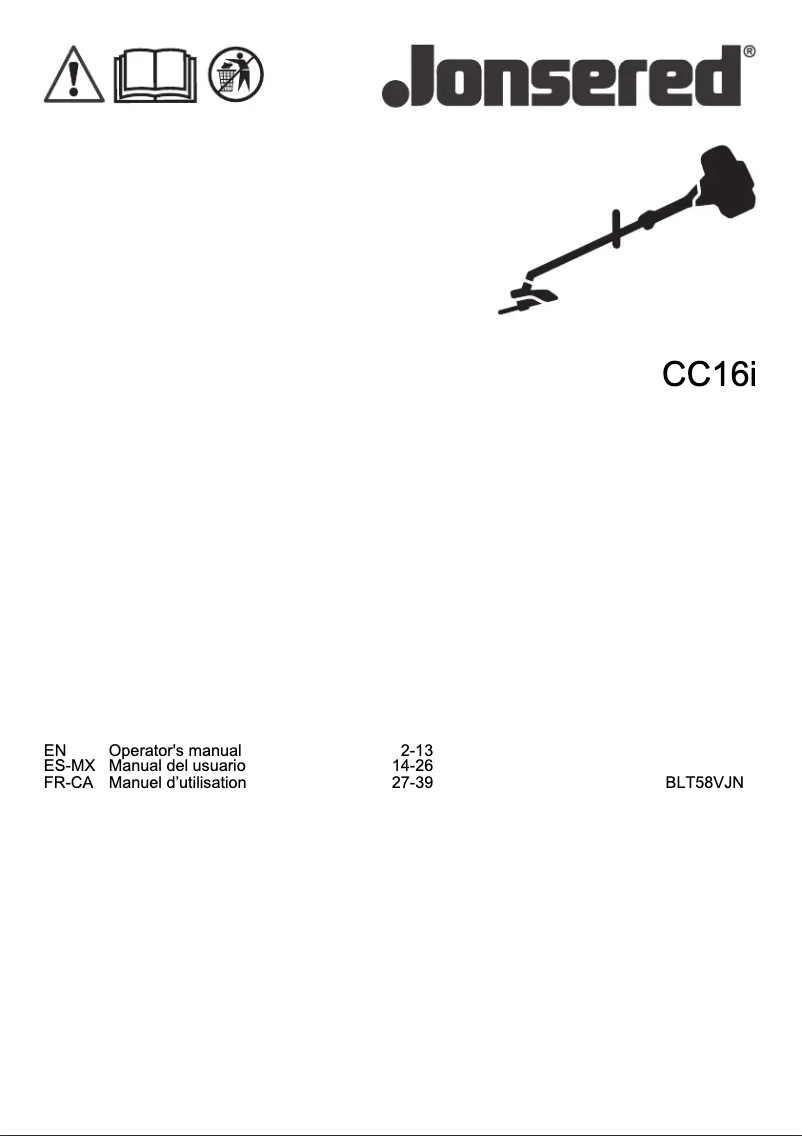 Página 1 del manual Manual de usuario Jonsered CC16i
