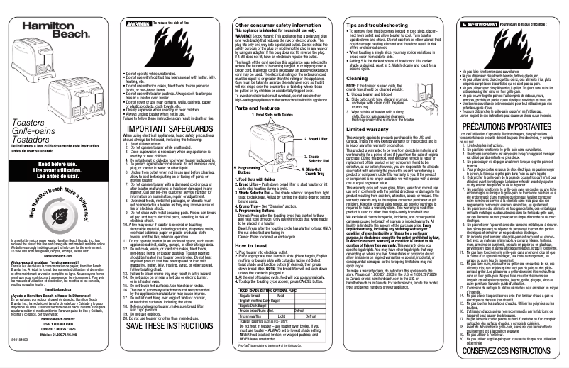 Imagen de la primera página del manual del dispositivo Smart Toast 24601