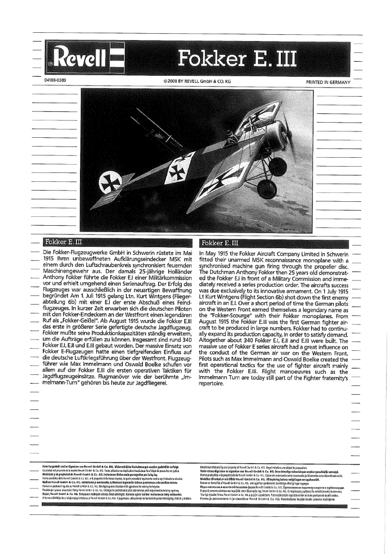 Página 1 del manual Manual de usuario Revell Fokker E.III