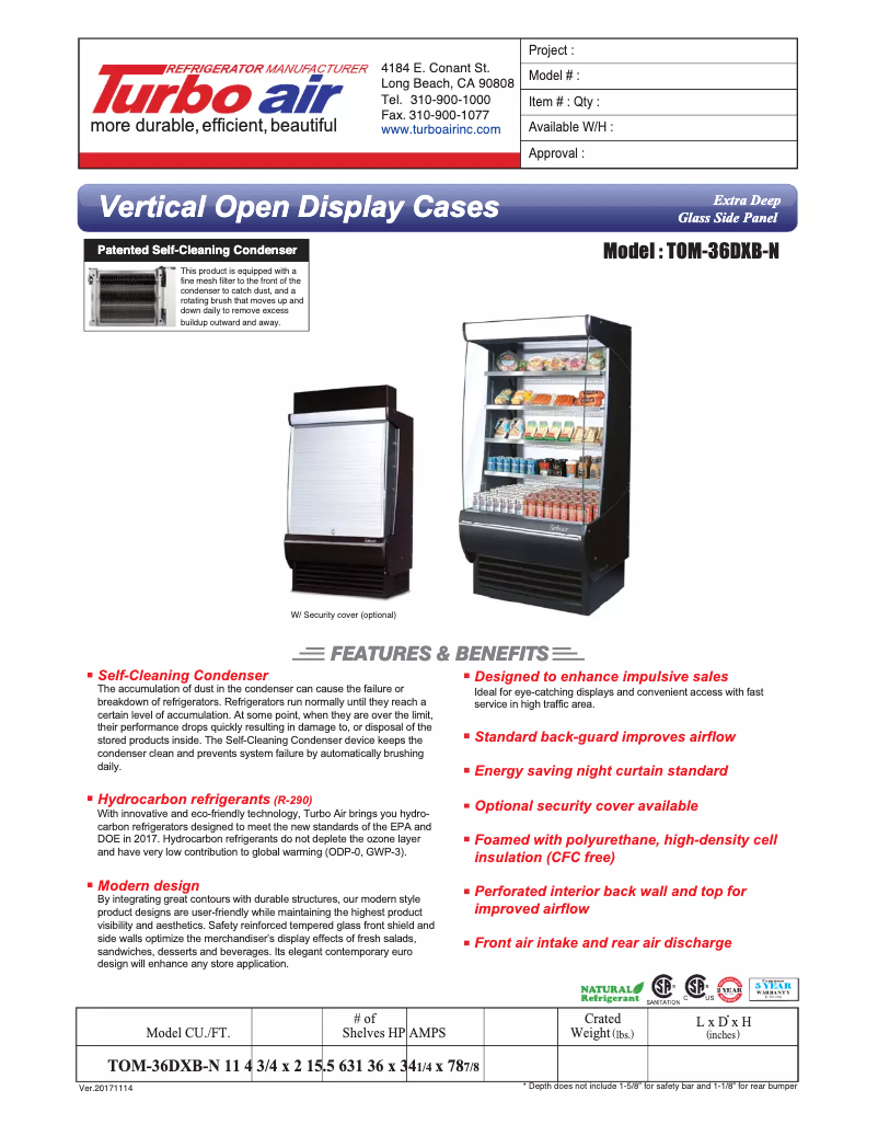 Imagen de la primera página del manual del dispositivo TOM-36-DX