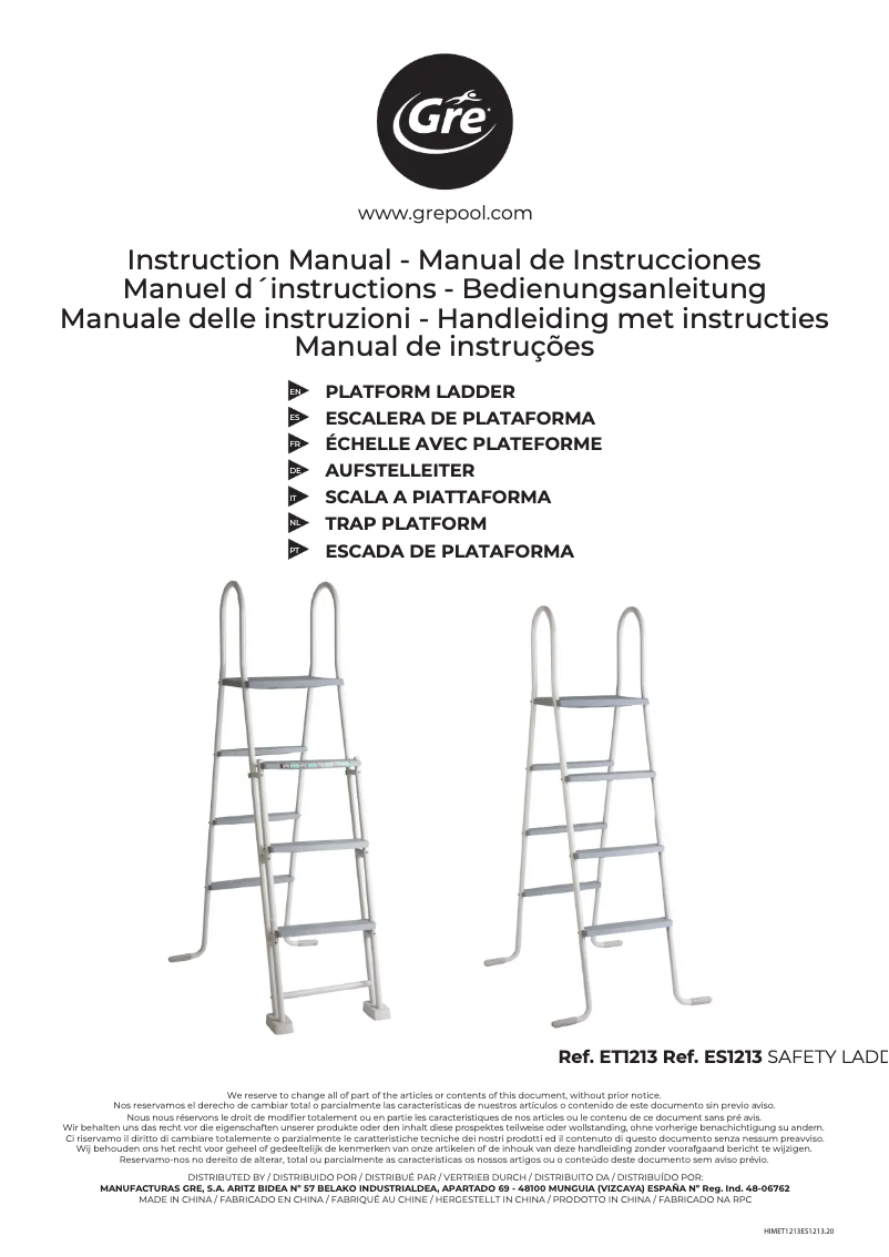 Imagen de la primera página del manual del dispositivo ES1213