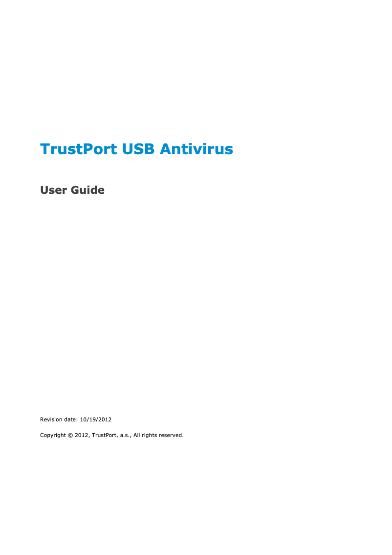 Imagen de la primera página del manual del dispositivo USB Antivirus