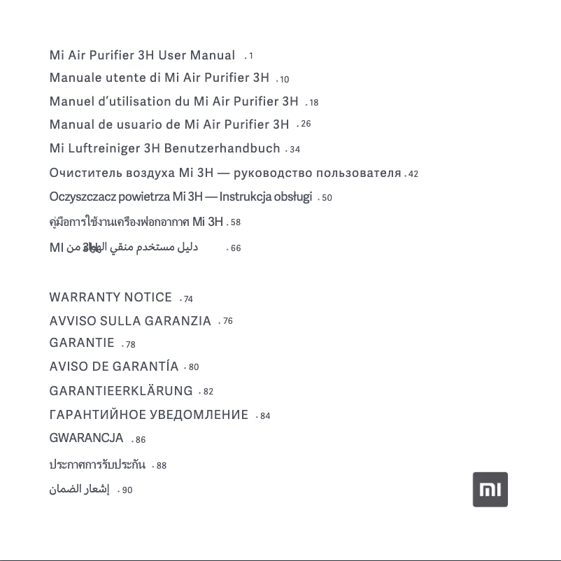 Página 1 del manual Manual de usuario Xiaomi Mi Air Purifier 3H