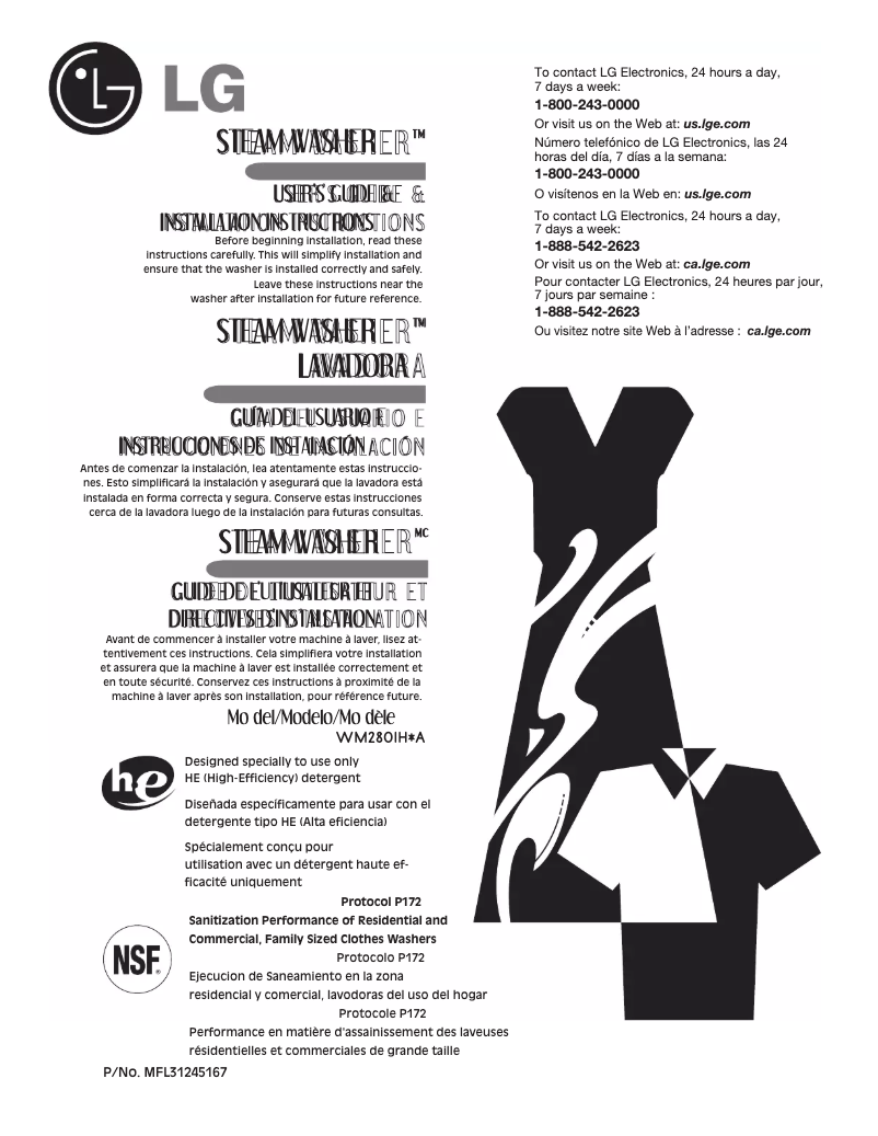 Página 1 del manual Manual de usuario LG WM2801HWA