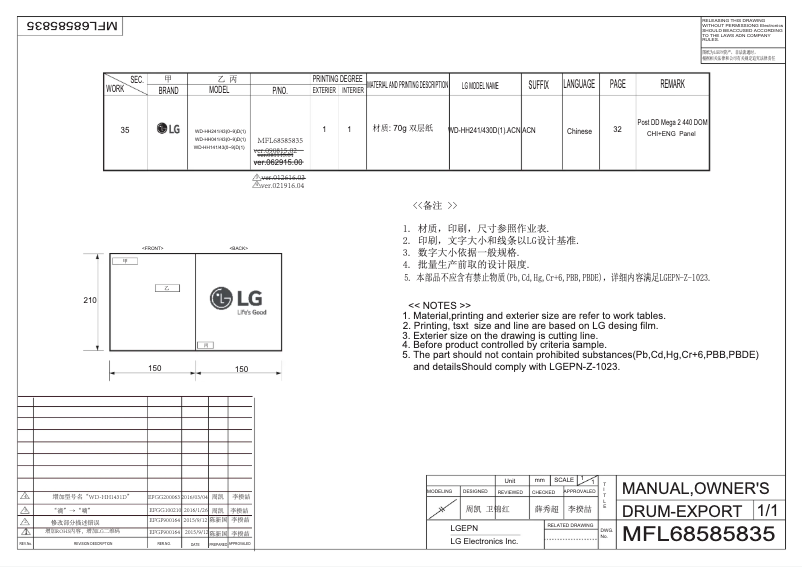 Imagen de la primera página del manual del dispositivo WD-HH1431D