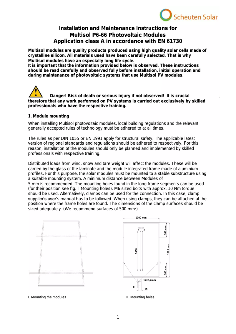 Página 1 del manual Manual de usuario Scheuten Solar P6-66
