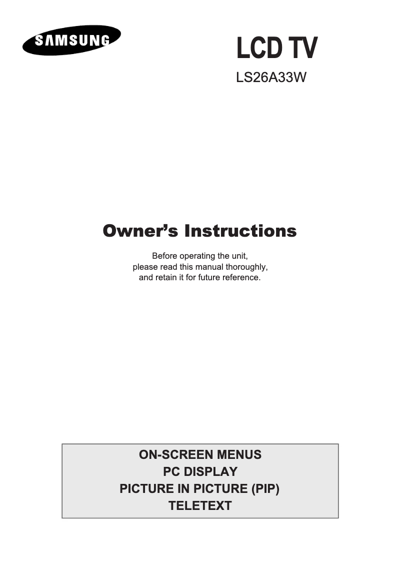Imagen de la primera página del manual del dispositivo LS26A33W