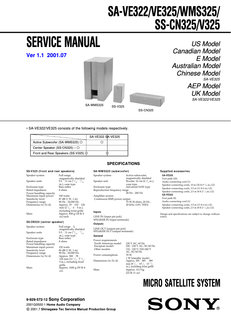 Imagen de la primera página del manual del dispositivo SA-WMS325
