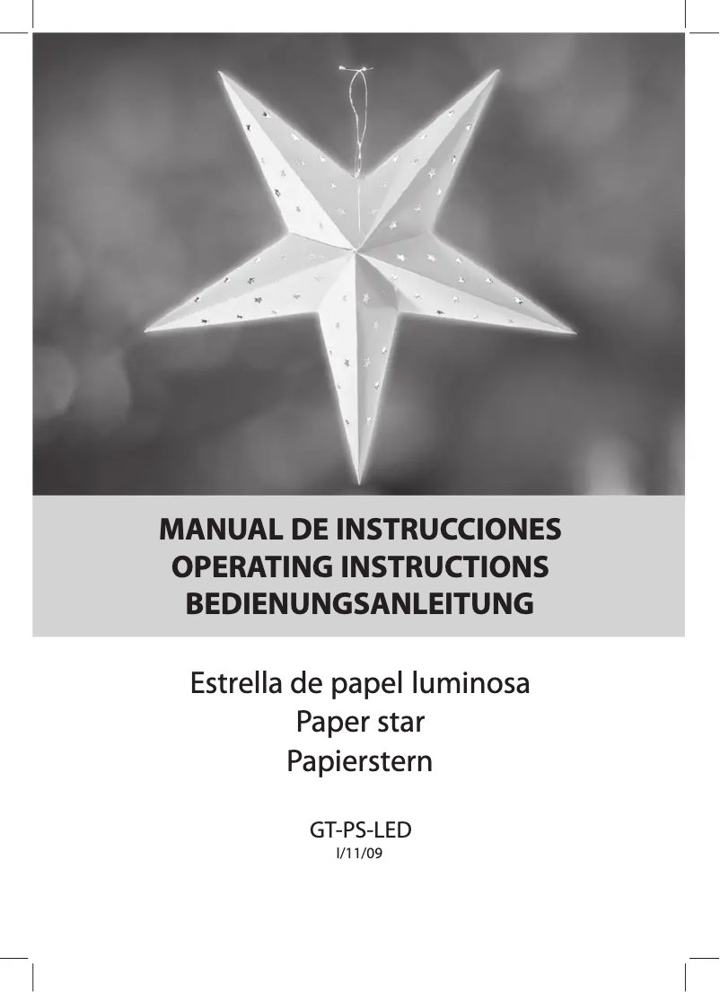 Imagen de la primera página del manual del dispositivo GT-PS-LED